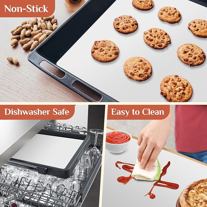 GTJ Silicone Baking Mat Roll, Reusable Baking Sheet Liners, 16 in x 6 ft | Free Cut to Size, Food-Grade, Non-Stick, Non-Slip, For Dough, Pastry, Air Fryer, Freeze Dryer, Oven Pan, Kitchen Counter