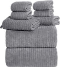 8 Piece Bath Towels Set, 2 Oversized 35 * 70 in Bath, 2 Hand, 4 Wash | Luxury Soft Microfiber, Super Absorbent Thick, Quick Dry, Shower Towels for Bathroom, Spa & Hotel, Grey