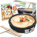 Nutrichef Electric Crepe Maker Pan & Griddle | 12 Inch Nonstick Cooktop | LED Indicators & Adjustable Temperature Control | Includes Spatula, Batter Spreader | Cooks Crepes, Roti & Pancakes