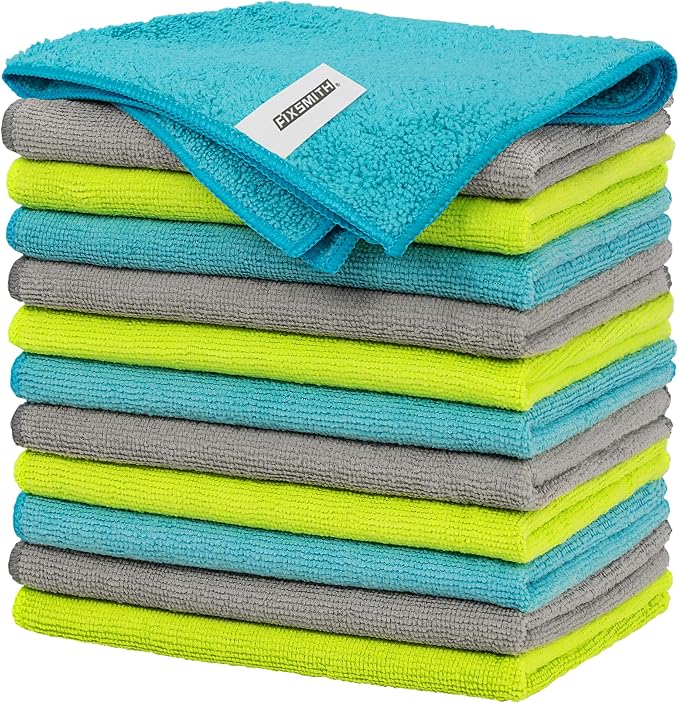 Microfiber Cleaning Cloth - Pack of 12, Multi-Functional Towels, Size: 12 x 16 in, Highly Absorbent Rags, Lint-Free, Streak-Free for Car, Kitchen, Home, Office