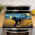 Black Cat Stove Top Cover for Electric Stove 28.5"x 20.5",Starry Night Heat Resistant Glass Top Stove Cover Protector,Glass Cooktop Covers,Kitchen Flat Electric Stove Top Covers