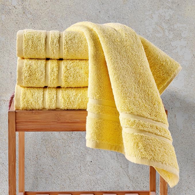 Hawmam Linen Yellow Hand Towels 4 Pack Turkish Cotton Premium Quality Soft and Absorbent Small Towels for Bathroom