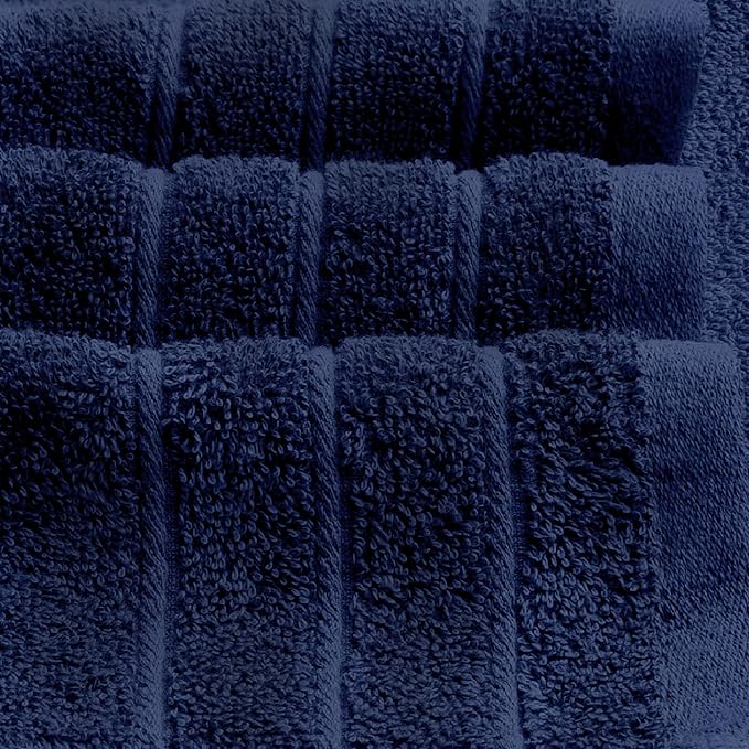 8 Piece Towel Set, 2 XL Bath, 2 Hand, 4 Washcloth, Navy | 100% Cotton, Lighter Weight, Quicker to Dry, Super Absorbent, Perfect for Bathroom