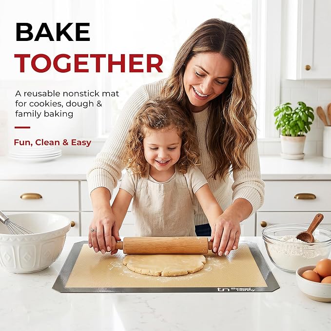 Silicone Baking Mats Half Sheet Non Stick for Oven Reusable 4 Pack - Thick Heavy Duty Silicone Baking Mat Cookie Sheet 1/2 Size for Macaron & Pastry - Half Size Rectangular Cooking Oven Liner Pad