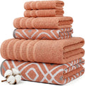 Modern Threads 6 Piece Bath Towel Set – Bathroom Set with 2 Bath Towels, 2 Hand Towels, and 2 Wash Cloths – 100% Cotton, Super Absorbent & Extra Soft – Reversible Classic Diamond (Rust Orange)