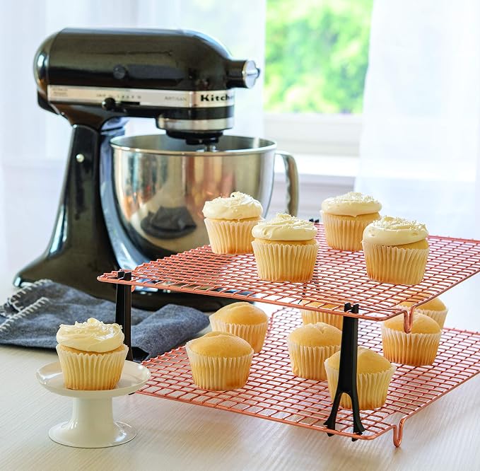 Nordic Ware Stackable Cooling 2 Copper Racks Plus 4 Snap-On Legs, 16.875 in × 11.5 in × 0.75 in