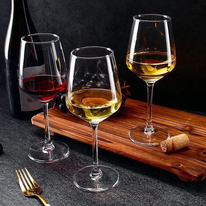 Wine Glasses Set of 12, 12oz Clear Red/White Wine Cup, Long Stem Wine Glasses for Party, Wedding and Home