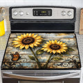 NYZE Stove Cover for Glass Top Stoves, Extra Counter Space 28" x 20" Rustic Sunflower Decorative Cooktop Protector, Heat Resistant Mat Pad for Kitchen Organization