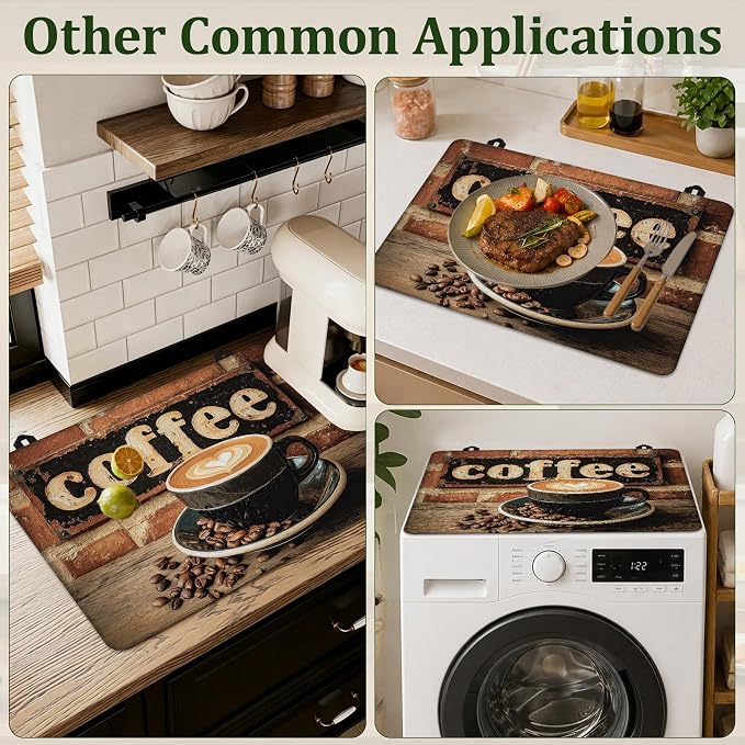 Stove Top Cover Coffee Cup 28.5x20.5Inch for Electric Stove,Heat Resistant Silicone Cooktop Protector,Glass Stove Cover Mat,Anti Scratch Countertop Protector