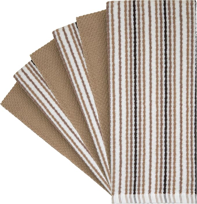 Bumble Kitchen Towels 6 Pack 100% Cotton 16"x26" - Tan | 430 GSM Soft Kitchen Hand Towels with Hanging Loop, Highly Absorbent & Durable for Washing and Drying Dishes