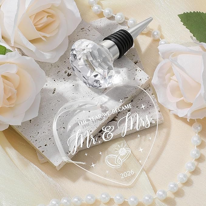 Wedding Gifts for Couples 2026 Mr and Mrs Engraved Wine Glasses Engagement Gift for Newlywed Bachelorette Bridal Shower Gifts for Bride and Groom Present for Bride To Be His and Hers