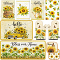 Tieshankao 10Pcs Sunflower Kitchen Decor Accessories Set | Yellow Sunflower Floral Theme, Kitchen Towels, Oven Mitts, Pot Holders, Rugs and Mats, Baking Supplies, Housewarming Gifts
