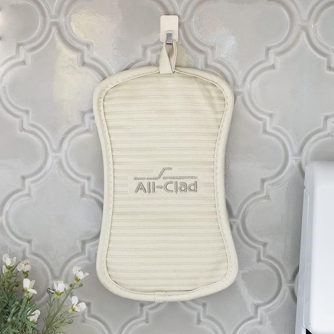 All-Clad Premium Pot Holder & Hot Pad: Heat Resistant to 500 Degrees - 100% Cotton, 10"x6.25" Hot Pad for Kitchen and Barbeque, (1-Pack), Almond