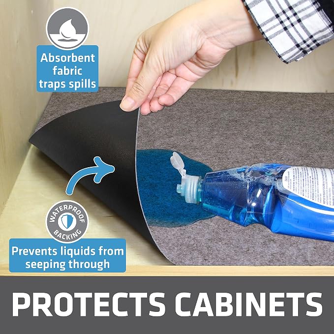 Drymate Premium Under Sink Mat, Waterproof Cabinet Protection Mats for Kitchen & Bathroom, Absorbent Shelf Liners, Slip-Resistant, Non-Adhesive, Machine Washable (USA Made)(24”x29”)(Light Grey)
