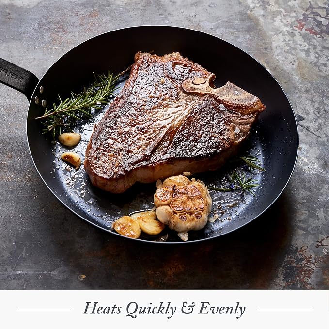 Merten & Storck 8" Pre-Seasoned Carbon Steel Frying Pan Skillet | Natural Nonstick with Use, Induction & All Stovetop Suitable, Grill & Campfire Safe, Even Heating, Indoor/Outdoor Use