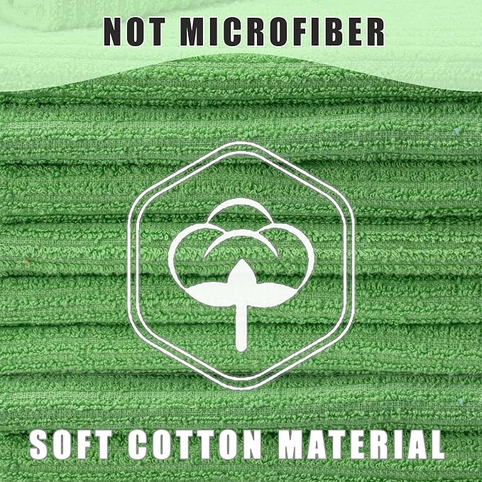 Textila Bar Mop Towels - 16x19 Inches - Pack of 12 - Apple Green - Cotton Dish Cloths & Cleaning Towels for Kitchen, Bar, Restaurant, Household Use – Absorbent, Durable, Reusable
