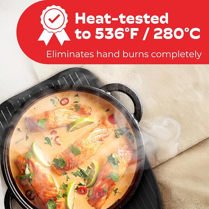 Silicone Pot Holders - Set of 2 Black - 10 x 6.75 - Heat Resistant to 536 F / 280 C Kitchen Protectors Hot Pans Baking Professional Grade Cooking Mitts