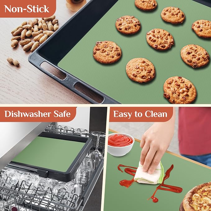 GTJ Silicone Baking Mat Roll, Reusable Baking Sheet Liners, 16 in x 10 ft | Free Cut to Size, Food-Grade, Non-Stick, Non-Slip, For Dough, Pastry, Air Fryer, Freeze Dryer, Oven Pan, Kitchen Counter