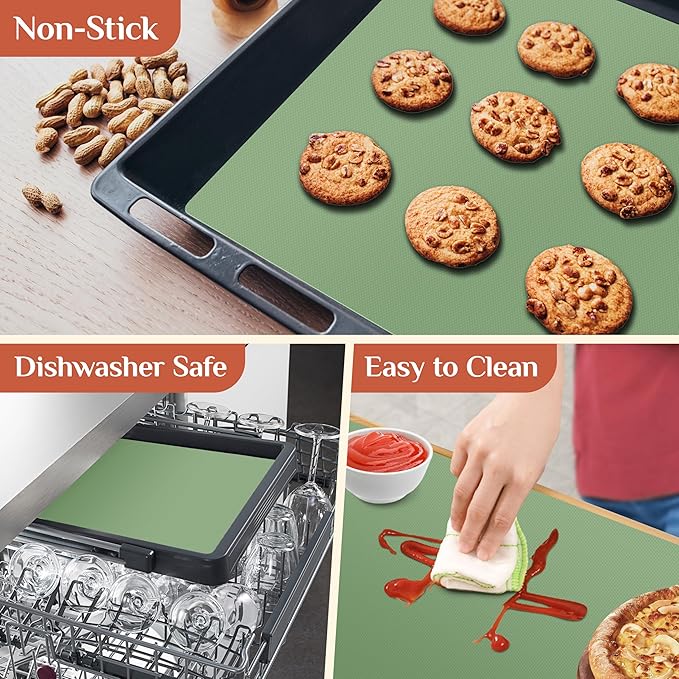 GTJ Silicone Baking Mat Roll, Reusable Baking Sheet Liners, 24 in x 6 ft | Free Cut to Size, Food-Grade, Non-Stick, Non-Slip, For Dough, Pastry, Air Fryer, Freeze Dryer, Oven Pan, Kitchen Counter