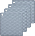 Silicone Trivets Mats Silicone Pot Mat for Countertop Trivet Pads Heat Resistant Table Placemats 4 Pack,Size:7.5x7.5 Inch, Shape:Square (Light Grey)