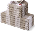 Homaxy Kitchen Towels and Dishcloths Set, Set of 10, White & Khaki | Bulk Cotton Waffle Weave Check Plaid Kitchen Towels, Super Soft and Absorbent Dish Cloths, 12 x 12 and 13 x 28 Inches