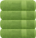 GLAMBURG Premium Cotton 4 Pack Bath Towel Set - 100% Pure Cotton - 4 Bath Towels 27x54 - Ideal for Everyday use - Ultra Soft & Highly Absorbent - Kiwi Green