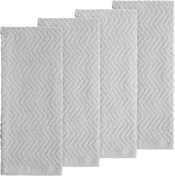 100% Cotton Kitchen Towels 15x25 in, Light Grey Set (Pack of 4)