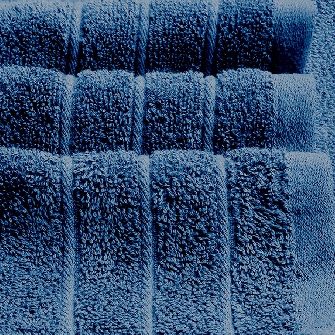 8 Piece Towel Set, 2 XL Bath, 2 Hand, 4 Washcloth, Blue | 100% Cotton, Lighter Weight, Quicker to Dry, Super Absorbent, Perfect for Bathroom