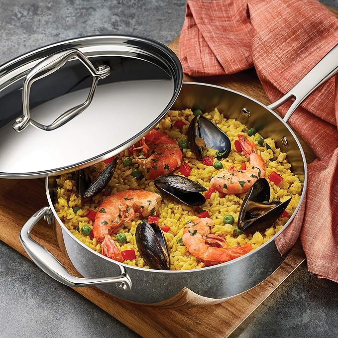 Tramontina Signature Tri-Ply Clad Stainless Steel 3-Quart Saute Pan | Induction-Ready Cooking Pan, Dishwasher-Safe, NSF-Certified, Made in Brazil