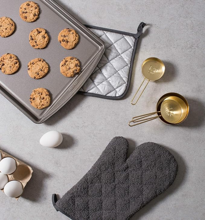 DII Basic Terry Collection Quilted 100% Cotton, Potholder, Mineral Gray, 3 Piece