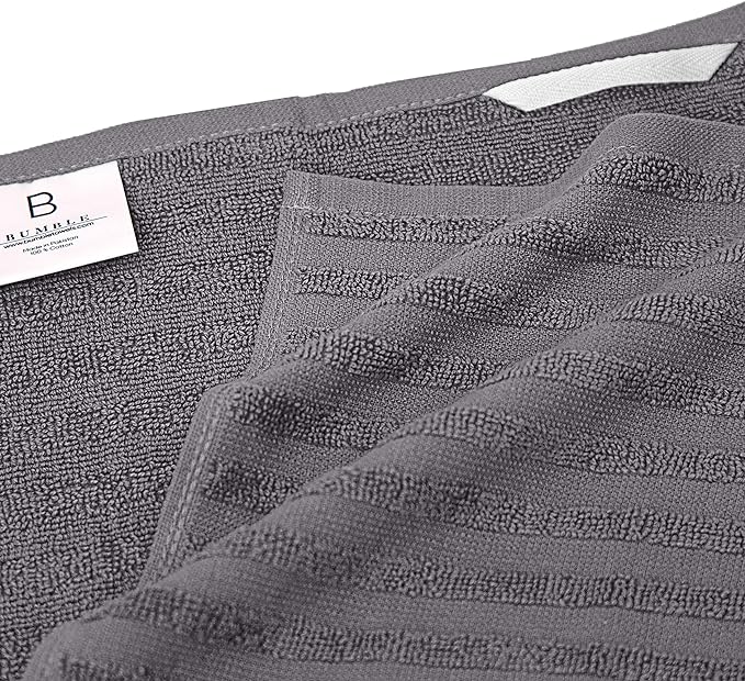 Premium Kitchen Towels 6 Pack 100% Cotton, 20"x28" Dish Towels - Grey | Large Flat & Terry Kitchen Linen Set with Hanging Loops, Highly Absorbent for Washing and Drying Dishes