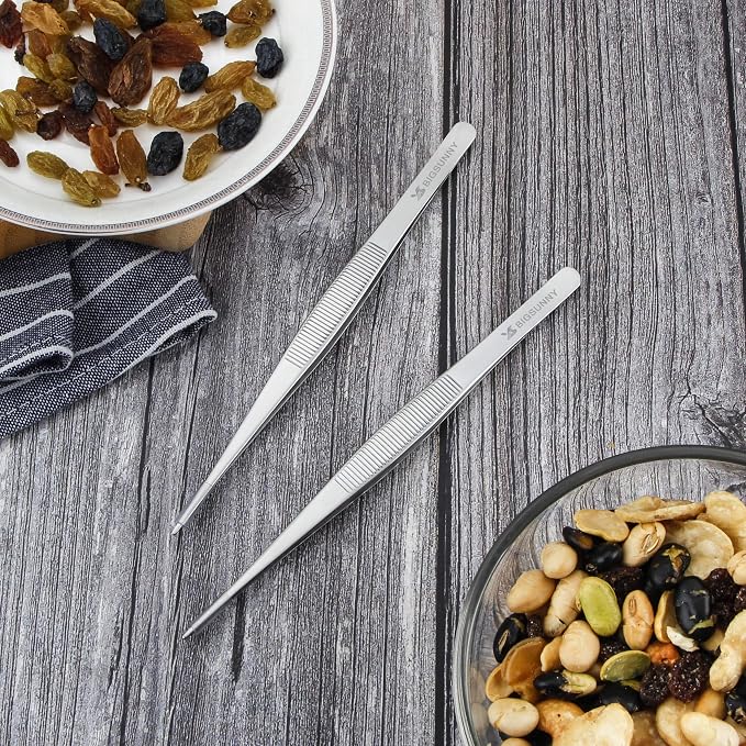 6.5 Inch Kitchen Tweezers Fine Tweezer Tongs, MSY BIGSUNNY Stainless Steel Food Tweezers Multi-function Cooking Tongs Kitchen Serving Tong