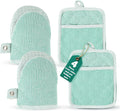 Casa Platino Heat Resistant Oven Mitts & Pot Holders, 4-Piece – Oven Mitt for Baking & BBQ, Potholders for Kitchens – Withstands Heat Up to 500°F, Soft, Durable & Non-Slip – Sage
