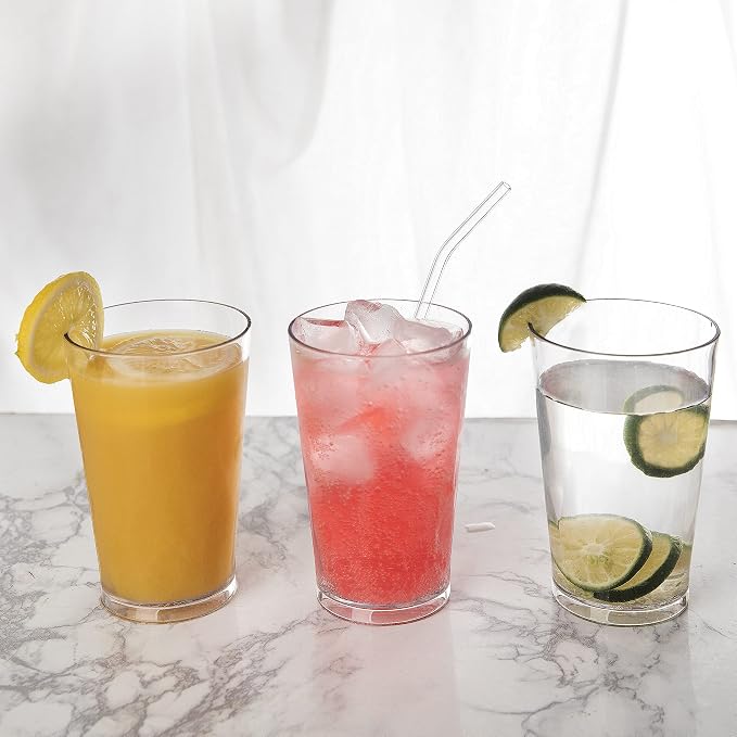 JGIRL Unbreakable Plastic Drinking Glasses,Set of 6,16 Ounces (white) | 16 oz plastic Tumbler Cups, Shatterproof Drinking Cups, Plastic glass cup,cups for kitchen ,cup set, Dishwasher Safe