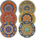 vancasso Colorful Dinner Plates Set of 6, 10.5 Inch Ceramic Kitchen Plates | Boho Dinner Plates Set, Bohemian Printed Dishes for Dining, Microwave & Dishwasher Safe Plate Set, Series KRVI