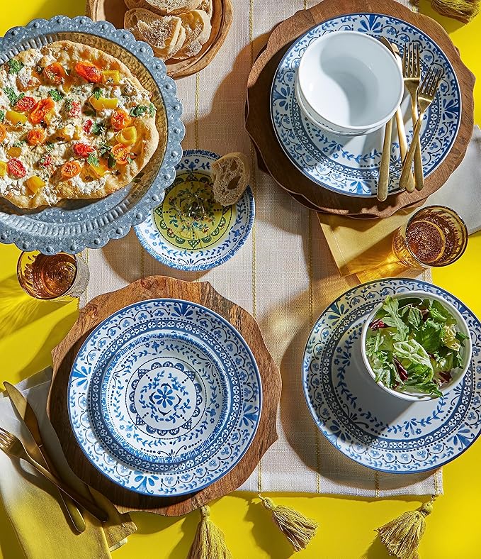 Corelle Vitrelle 6 PIECE Dinner Plates Set Triple Layer Glass and Chip Resistant, Lightweight Round Plates, Portofino