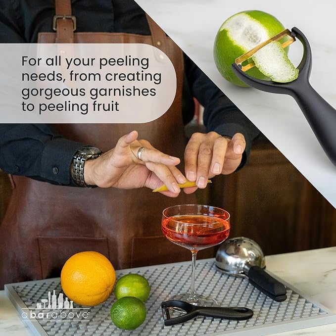 A Bar Above Citrus Peeler, Stainless Steel Fruit Peeler, Silver Finish | Comfortable Grip Peeling Tool, For Oranges, Lemons, Limes, Cocktail Twist Garnish, Kitchen Essential, Bar Tool, Bar Favorite