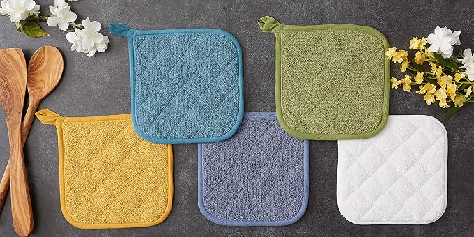 DII Basic Terry Collection Quilted 100% Cotton, Potholder, Honey Gold, 3 Piece