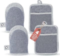 Casa Platino Silicone Oven Mitts & Potholders, 4-Piece – Pot Holders for BBQ & Baking, Oven Mitt for Kitchen & Microwave – Heat Resistant Up to 500°F, Durable & Flexible – Indigo