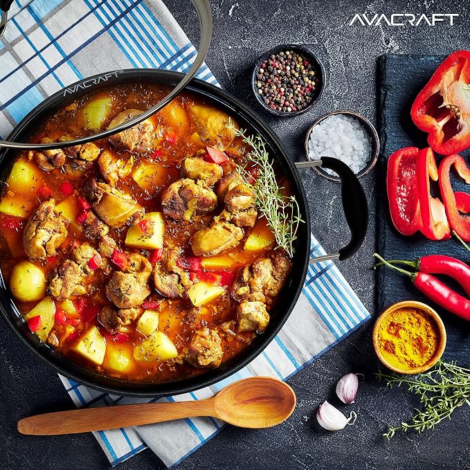 AVACRAFT Nonstick Everyday Pan, 9 inch, Ceramic Coating, Stainless Steel, Induction Compatible, Dishwasher Safe | PFAS-Free Ceramic Coating, Stainless Steel Body, Deep Multipurpose Design, Induction Compatible, Dishwasher Safe