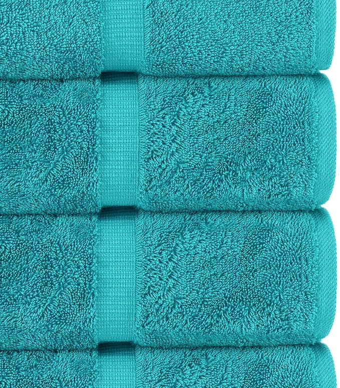 Chakir Turkish Linens Set of 8 Towel Set, 100% Cotton Luxury Turkish Towels for Bathroom, Soft Absorbent Bath Towel Set with 2 Bath Towels 2 Hand Towels 4 Washcloths, Aqua
