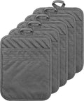 5Pack Pocket Pot Holders Cotton Heat Resistant Potholder Multipurpose Hot Pads Machine Washable Oven Mitts Cooking Pads Bulk for Daily Kitchen Baking and Cooking 8.9 x 6.9 Inch Grey