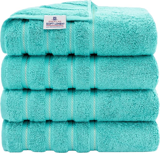 American Soft Linen 100% Cotton Luxury Turkish Towels, 4 PC Bath Towel Set | Soft Absorbent Quick Dry OEKO Tex Standard 100 Certificated Durable Machine Washable Premium Hotel Quality
