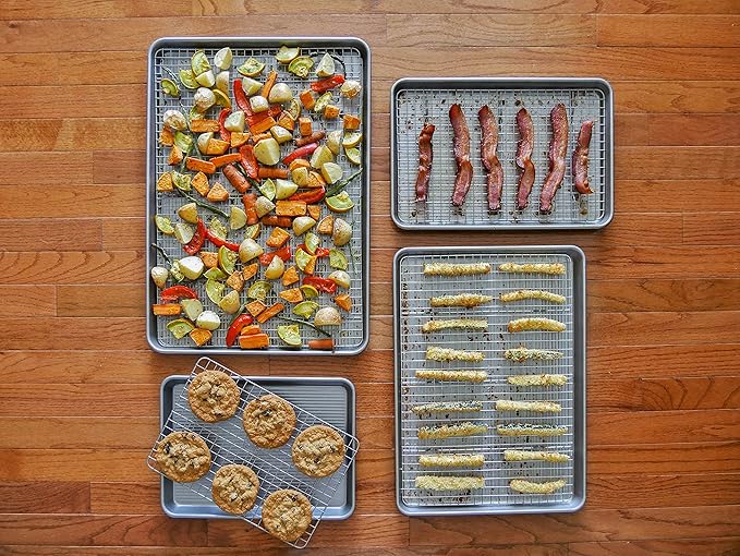 USA Pan Quarter Sheet Oven Safe Nonstick Baking and Cooling Rack (Pack of 2)