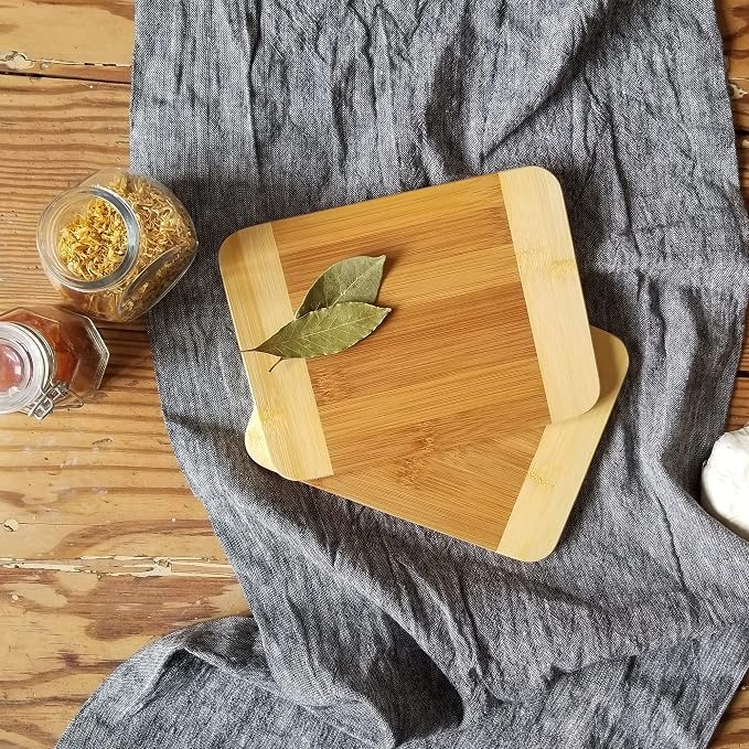 Lipper International Bamboo Wood Two-Tone Kitchen Cutting and Serving Board, Small, 8" x 6" x 5/16", Set of 12